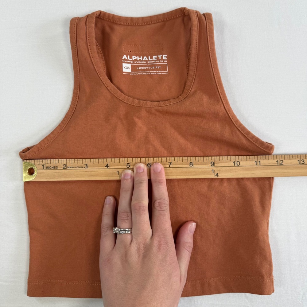 Alphalete Lifestyle Fit Crop Tank Top XXS Rust Orange Racerback - Picture 6 of 7